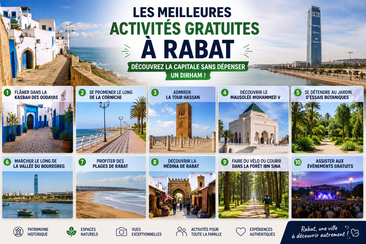 Les meilleures activités gratuites à Rabat : découvrez la capitale sans dépenser un dirham